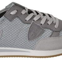 Gray Leather Sport Casual Sneakers Shoes