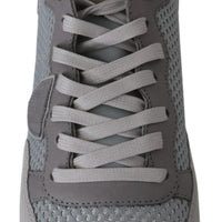 Gray Leather Sport Casual Sneakers Shoes