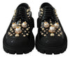 Black Gold Studs Lace Up Sneakers Shoes