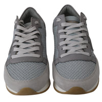 Gray Leather Sport Casual Sneakers Shoes