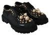 Black Gold Studs Lace Up Sneakers Shoes