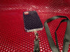 Black Embossed Studded Pyramid iPhone Silicone Case with Lanyard