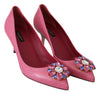 Pink Exotic Leather Crystal Pumps Shoes
