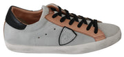Gray Rose Leather Casual Mens  Sneakers Shoes