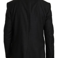 Gray Wool Slim Fit Two Button Jacket Blazer