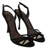 Black Suede Ankle Strap Heels Sandals Shoes