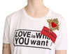 White Heart Cotton Casual T-shirt Tops