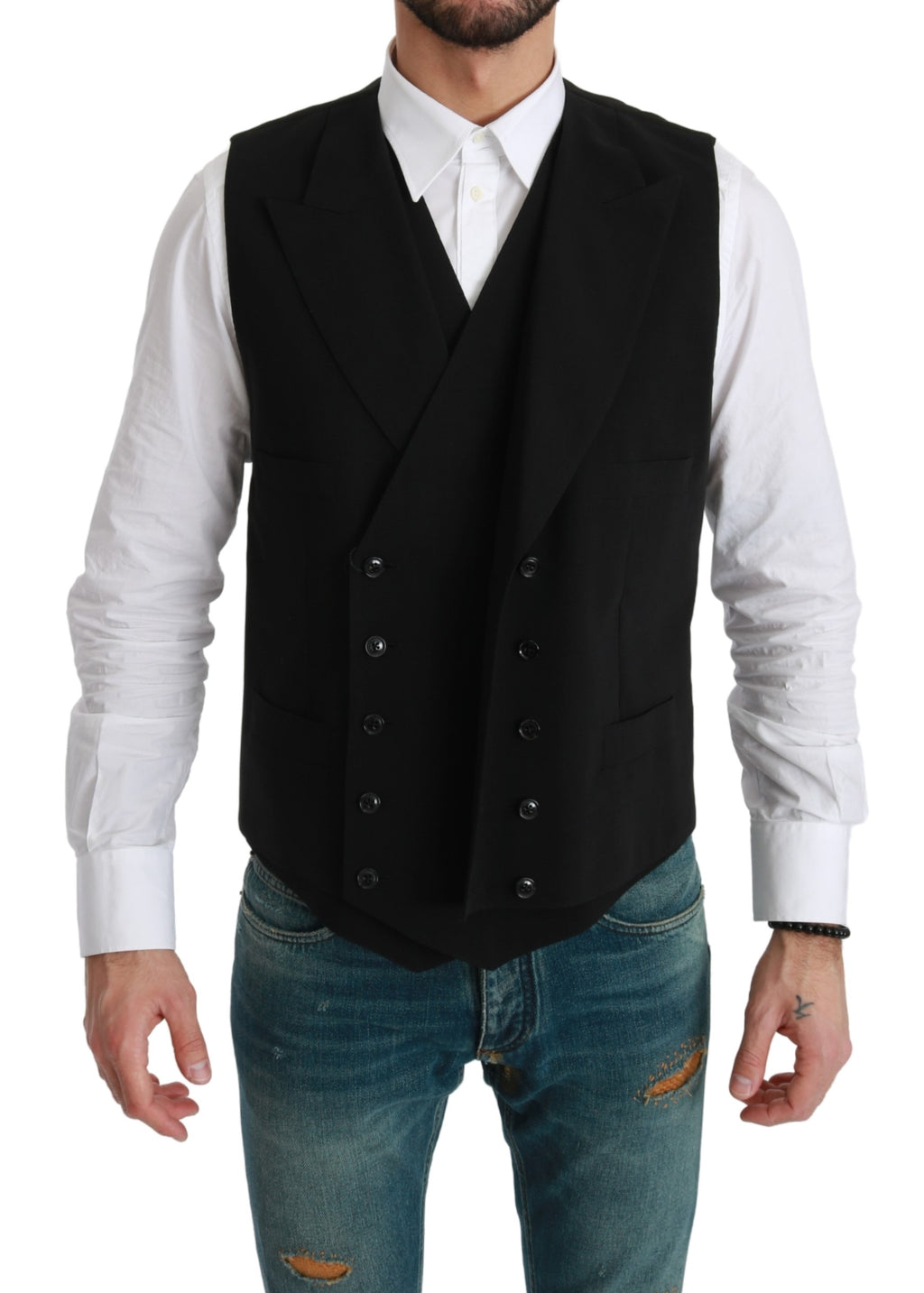 Black Waistcoat Formal Double  Breasted Vest