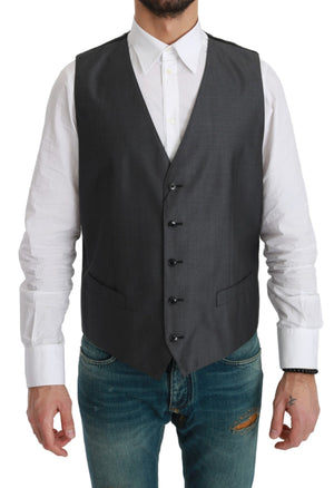 Gray Waistcoat Formal Stretch Wool Vest