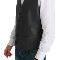 Gray Waistcoat Formal Stretch Wool Vest