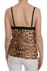 Brown Sleeveless Plunging Leopard Blouse