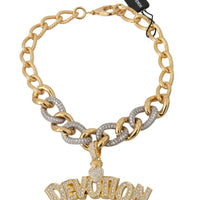 Gold Strass Crystal Chain Statement Necklace