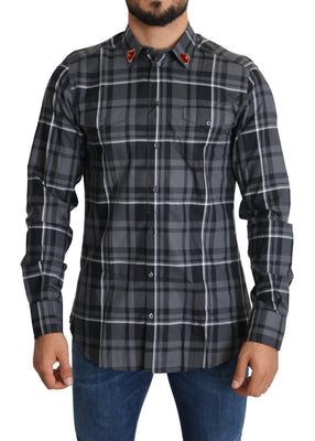 Gray Checkered Heart Casual MARTINI Shirt