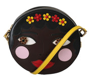 GLAM Round Brown Bambola African Crystal Crossbody Bag