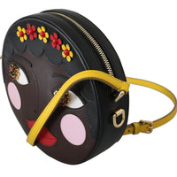 GLAM Round Brown Bambola African Crystal Crossbody Bag