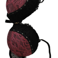 Black Pink Lace Push Up Bra Underwear