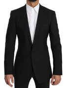 Black MARTINI  Wool Silk Slim Fit Jacket Blazer