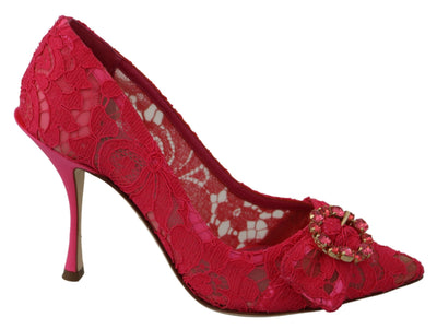 Red Taormina Lace Crystals Pumps Shoes