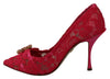 Red Taormina Lace Crystals Pumps Shoes