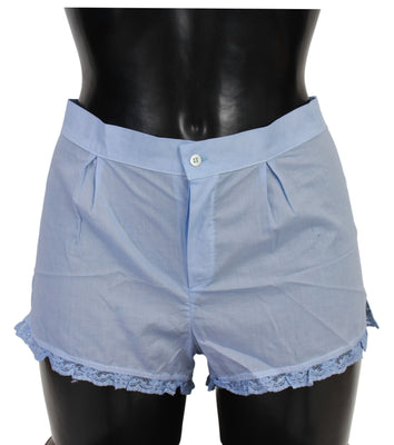 Blue Lace Cotton Shorts Underwear