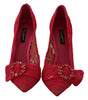 Red Taormina Lace Crystals Pumps Shoes