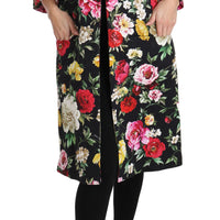 Black Floral Crystal Jacquard Jacket Coat