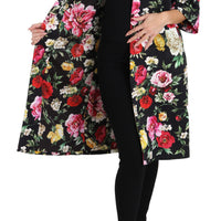Black Floral Crystal Jacquard Jacket Coat