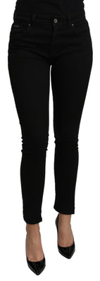 Black Skinny Mid Waist Trouser Cotton Jeans