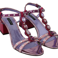 Multicolor Crystals Mid Heel Sandals Shoes