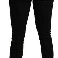 Black Skinny Mid Waist Trouser Cotton Jeans