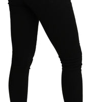 Black Skinny Mid Waist Trouser Cotton Jeans