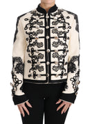 White Wool Black Floral Baroque Jacket