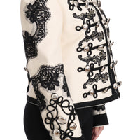 White Wool Black Floral Baroque Jacket