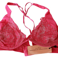 Pink Fuchsia Lace Reggiseno Bra Silk Underwear