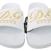 White Leather Slippers Luxury Hotel Shoes