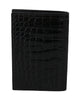 Black Bifold Mens Passport Holder Crocodile Wallet