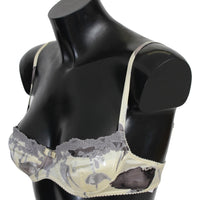 Beige Gray Lace Balconcino Bra Underwear