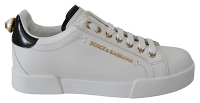 White Black Leather Classic Womens Sneakers Shoes