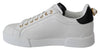 White Black Leather Classic Womens Sneakers Shoes