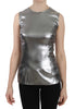 Silver Tulle Sleeveless Silk Top  Blouse