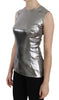 Silver Tulle Sleeveless Silk Top  Blouse