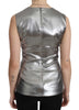 Silver Tulle Sleeveless Silk Top  Blouse