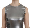 Silver Tulle Sleeveless Silk Top  Blouse