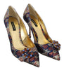 Blue Crystal Jacquard High Heels Pumps Shoes