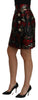 Black Floral Jacquard High Waist A-line Mini Skirt