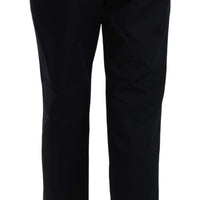 Black Cropped Front Button Embellished Pants