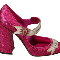 Pink Crystal AMOR Mary Janes Glitter Shoes
