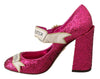 Pink Crystal AMOR Mary Janes Glitter Shoes