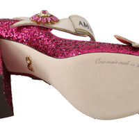 Pink Crystal AMOR Mary Janes Glitter Shoes