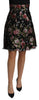 Black Jacquard High Waist A-line Mini Skirt